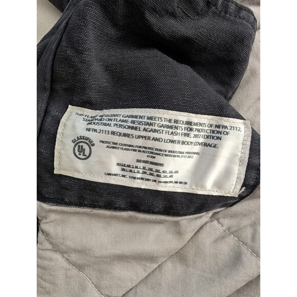 Carhartt FR Jacket Mens Size 3XL Black 101621 Hooded Workwear Quilt Lined - Picture 14 of 15
